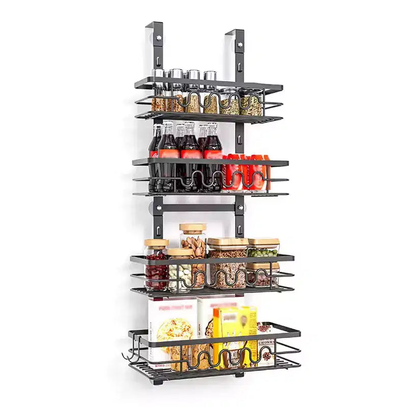 Over The Door Pantry Organizer, Pantry Organization and Storage, Easy to Install Spice Rack Shelves for Pantry, Kitchen, Bathroom and Cabinet Door