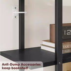 5 Tier Rattan Bookshelf, 71.1 Open Bookcase with Cabinet, Freestanding Display Rack with Metal Frame, Open Storage Rack for Bedroom