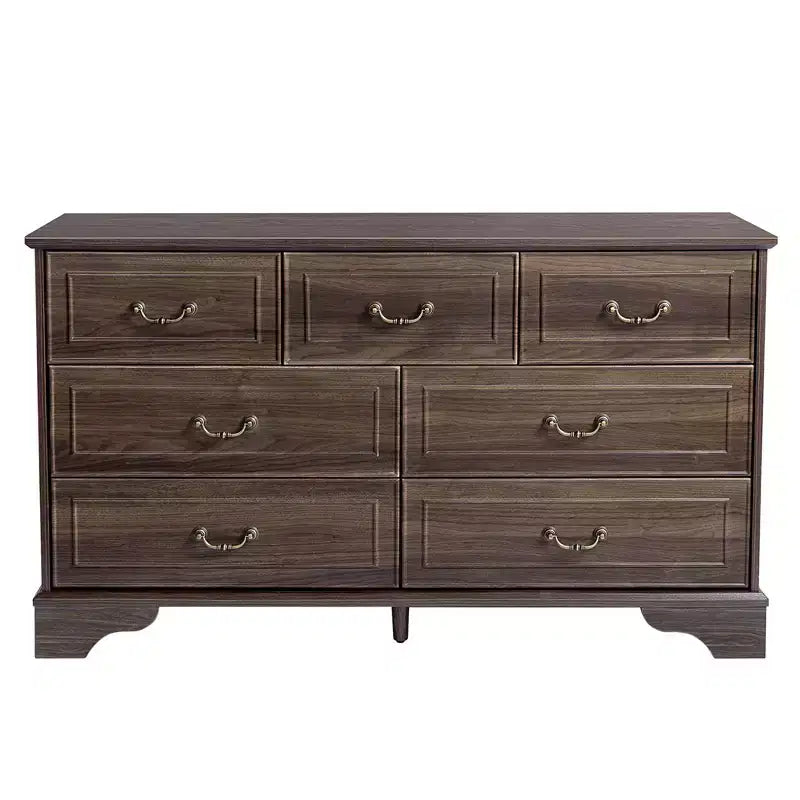 7-Drawer Brown MDF (Medium-Density Fiberboard) 53.94in. W Chest of Drawer