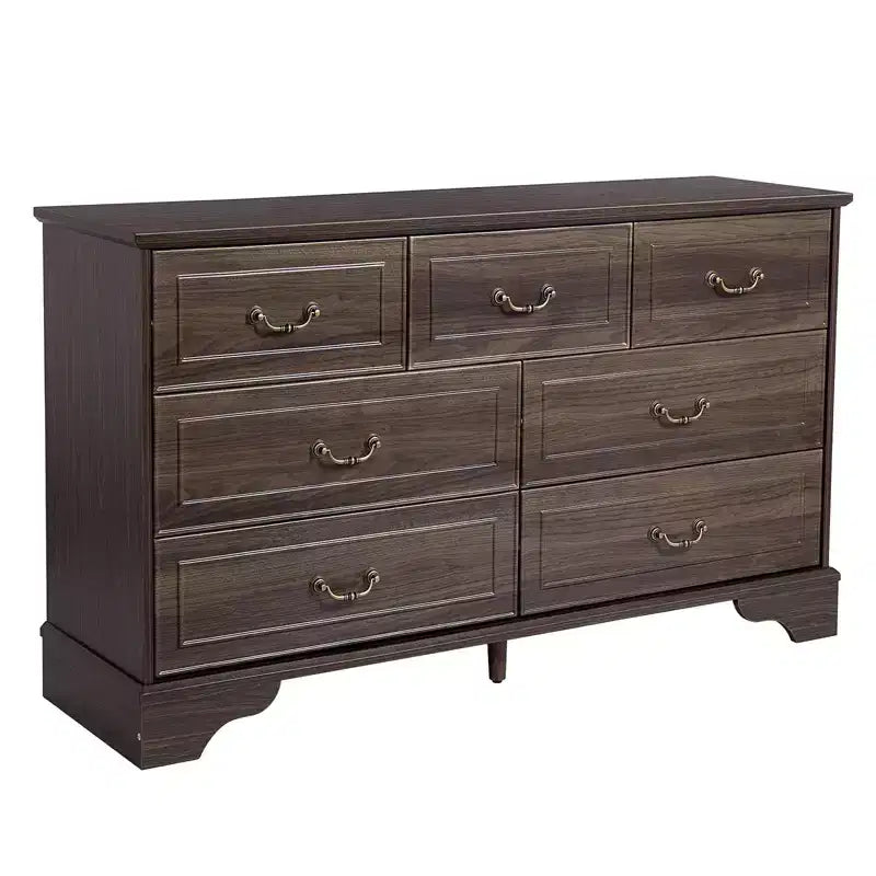 7-Drawer Brown MDF (Medium-Density Fiberboard) 53.94in. W Chest of Drawer