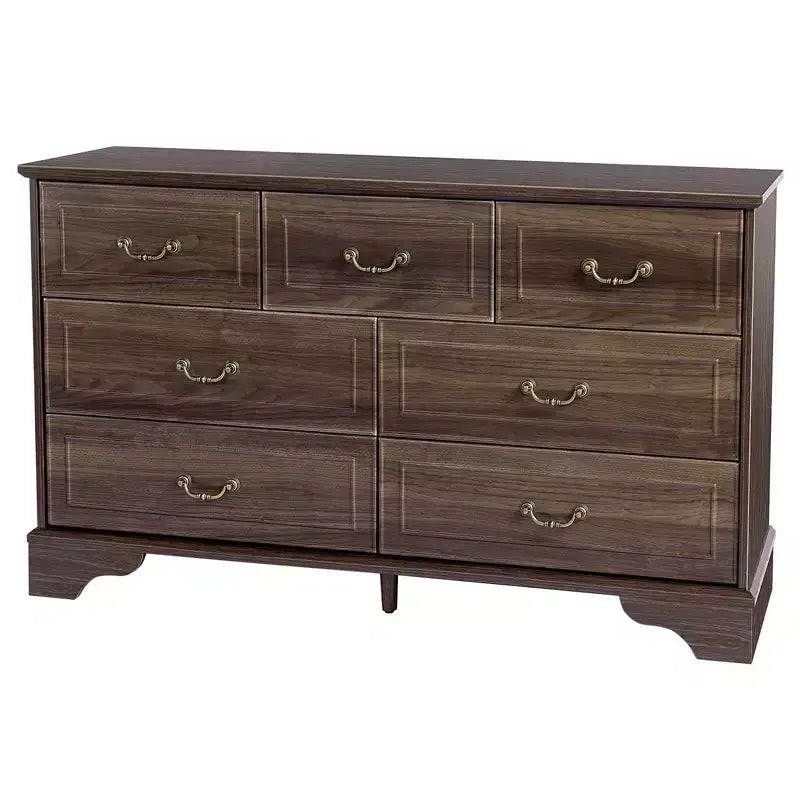 7-Drawer Brown MDF (Medium-Density Fiberboard) 53.94in. W Chest of Drawer
