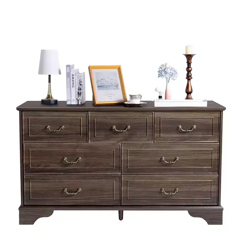 7-Drawer Brown MDF (Medium-Density Fiberboard) 53.94in. W Chest of Drawer