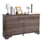 7-Drawer Brown MDF (Medium-Density Fiberboard) 53.94in. W Chest of Drawer