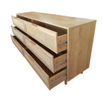 6 Drawers Rattan Storage Cabinet for Bedroom Living Room Natural