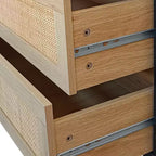 6 Drawers Rattan Storage Cabinet for Bedroom Living Room Natural