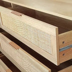 6 Drawers Rattan Storage Cabinet for Bedroom Living Room Natural