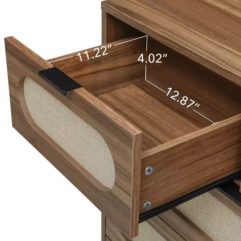 5 Drawers Cabinets Accent Storage Cabinet for Living Room Bedroom Dining Room Walnut