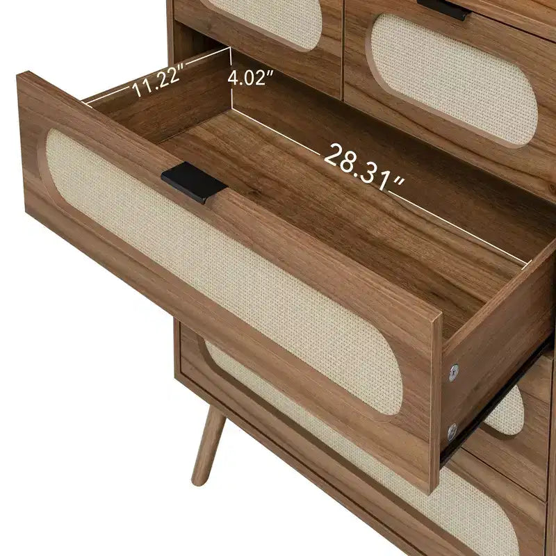 5 Drawers Cabinets Accent Storage Cabinet for Living Room Bedroom Dining Room Walnut