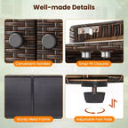 Outdoor PE Wicker Storage Cabinet with 3 Doors Adjustable Shelves and Drawer