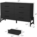 6 Dresser for Bedroom, 52 Wide Drawer with Large Storage Space, Freestanding Wooden Closet Storage Dresser Chest for Living Room, Bedroom