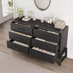 6 Dresser for Bedroom, 52 Wide Drawer with Large Storage Space, Freestanding Wooden Closet Storage Dresser Chest for Living Room, Bedroom