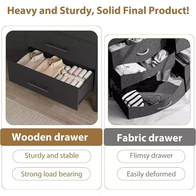 6 Dresser for Bedroom, 52 Wide Drawer with Large Storage Space, Freestanding Wooden Closet Storage Dresser Chest for Living Room, Bedroom