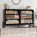 6 Dresser for Bedroom, 52 Wide Drawer with Large Storage Space, Freestanding Wooden Closet Storage Dresser Chest for Living Room, Bedroom