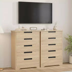 5 Drawer Dresser for Bedroom, Natural Chest of Drawers with Embedded Handles, Wooden Dresser Organizer for Living Room, Nursery, Hallway