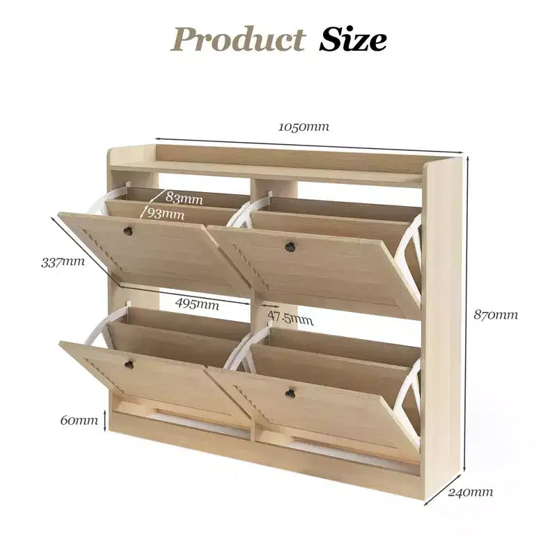 Shoe Storage Cabinet with 4 Flip Drawers, Large Freestanding Hidden Shoe Rack Organizer, Entryway Shoe Organizer Cabinet for Living Room Bedroom