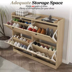 Shoe Storage Cabinet with 4 Flip Drawers, Large Freestanding Hidden Shoe Rack Organizer, Entryway Shoe Organizer Cabinet for Living Room Bedroom