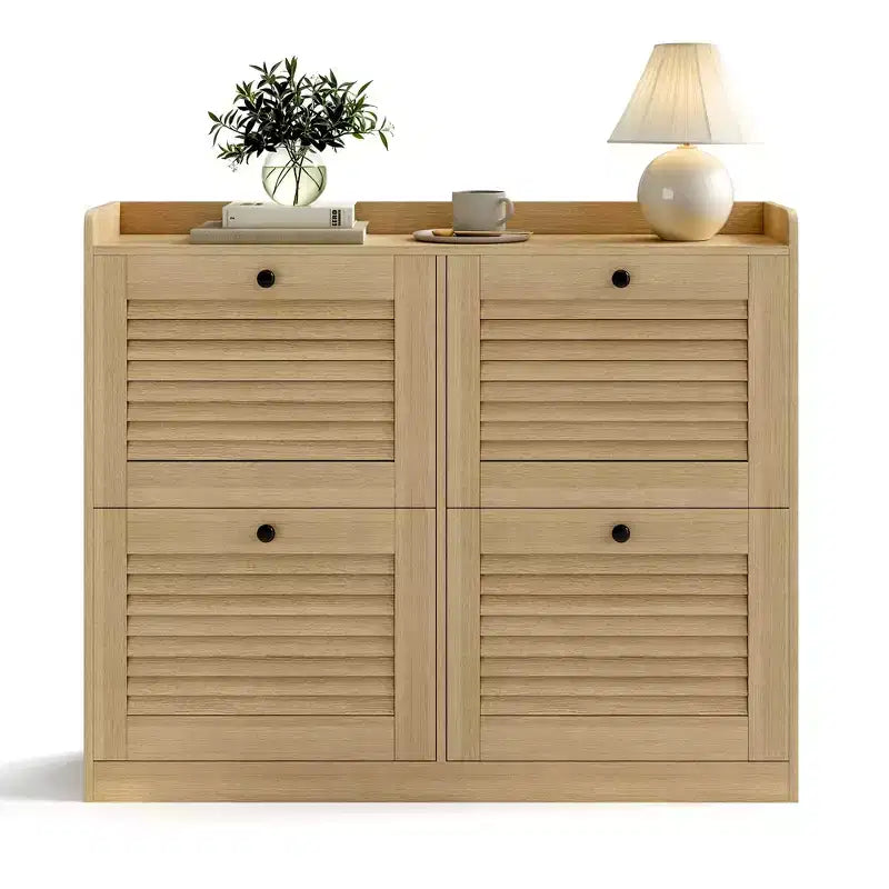 Shoe Storage Cabinet with 4 Flip Drawers, Large Freestanding Hidden Shoe Rack Organizer, Entryway Shoe Organizer Cabinet for Living Room Bedroom
