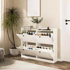 Shoe Storage Cabinet with 4 Flip Drawers, Large Freestanding Hidden Shoe Rack Organizer, Entryway Shoe Organizer Cabinet for Living Room Bedroom