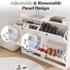 Shoe Storage Cabinet with 4 Flip Drawers, Large Freestanding Hidden Shoe Rack Organizer, Entryway Shoe Organizer Cabinet for Living Room Bedroom