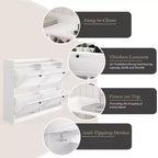 Shoe Storage Cabinet with 4 Flip Drawers, Large Freestanding Hidden Shoe Rack Organizer, Entryway Shoe Organizer Cabinet for Living Room Bedroom