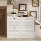 Shoe Storage Cabinet with 4 Flip Drawers, Large Freestanding Hidden Shoe Rack Organizer, Entryway Shoe Organizer Cabinet for Living Room Bedroom