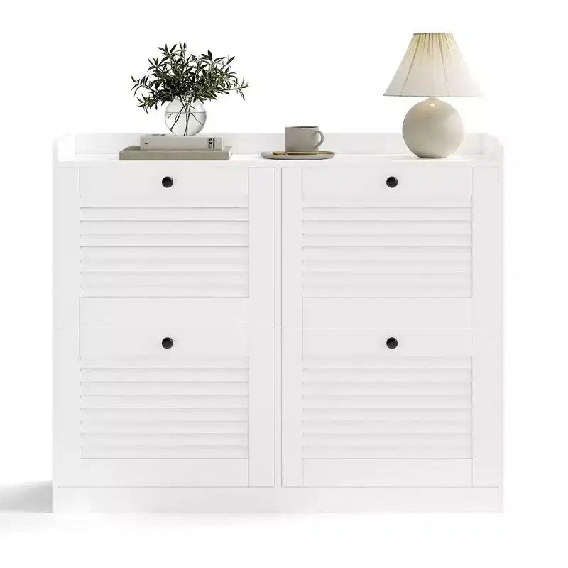 Shoe Storage Cabinet with 4 Flip Drawers, Large Freestanding Hidden Shoe Rack Organizer, Entryway Shoe Organizer Cabinet for Living Room Bedroom