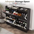 Shoe Storage Cabinet with 4 Flip Drawers, Large Freestanding Hidden Shoe Rack Organizer, Entryway Shoe Organizer Cabinet for Living Room Bedroom