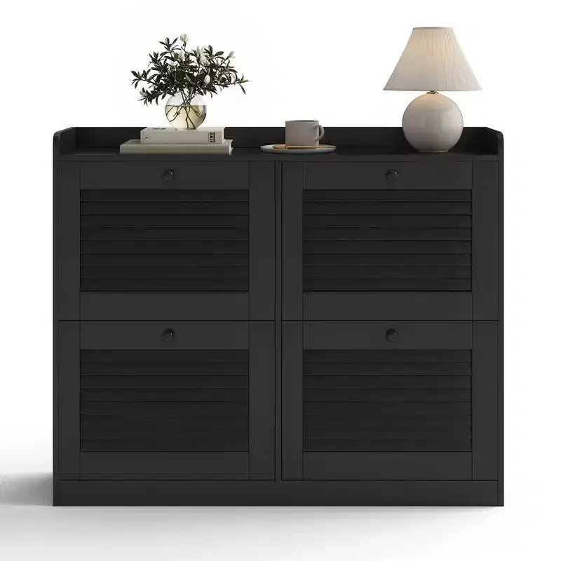 Shoe Storage Cabinet with 4 Flip Drawers, Large Freestanding Hidden Shoe Rack Organizer, Entryway Shoe Organizer Cabinet for Living Room Bedroom
