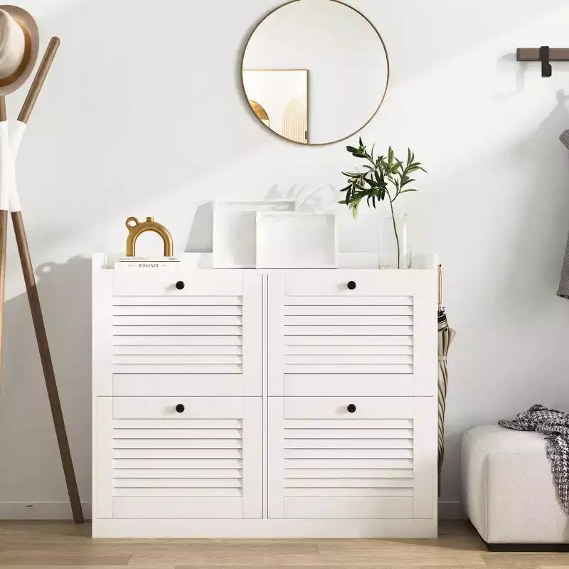 Shoe Storage Cabinet with 4 Flip Drawers, Large Freestanding Hidden Shoe Rack Organizer, Entryway Shoe Organizer Cabinet for Living Room Bedroom