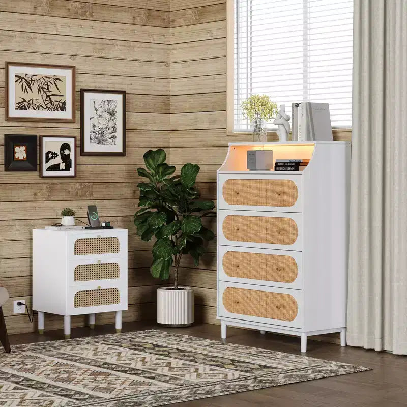 4-Drawer White Particle Board 29.92in. W Chest of Drawer