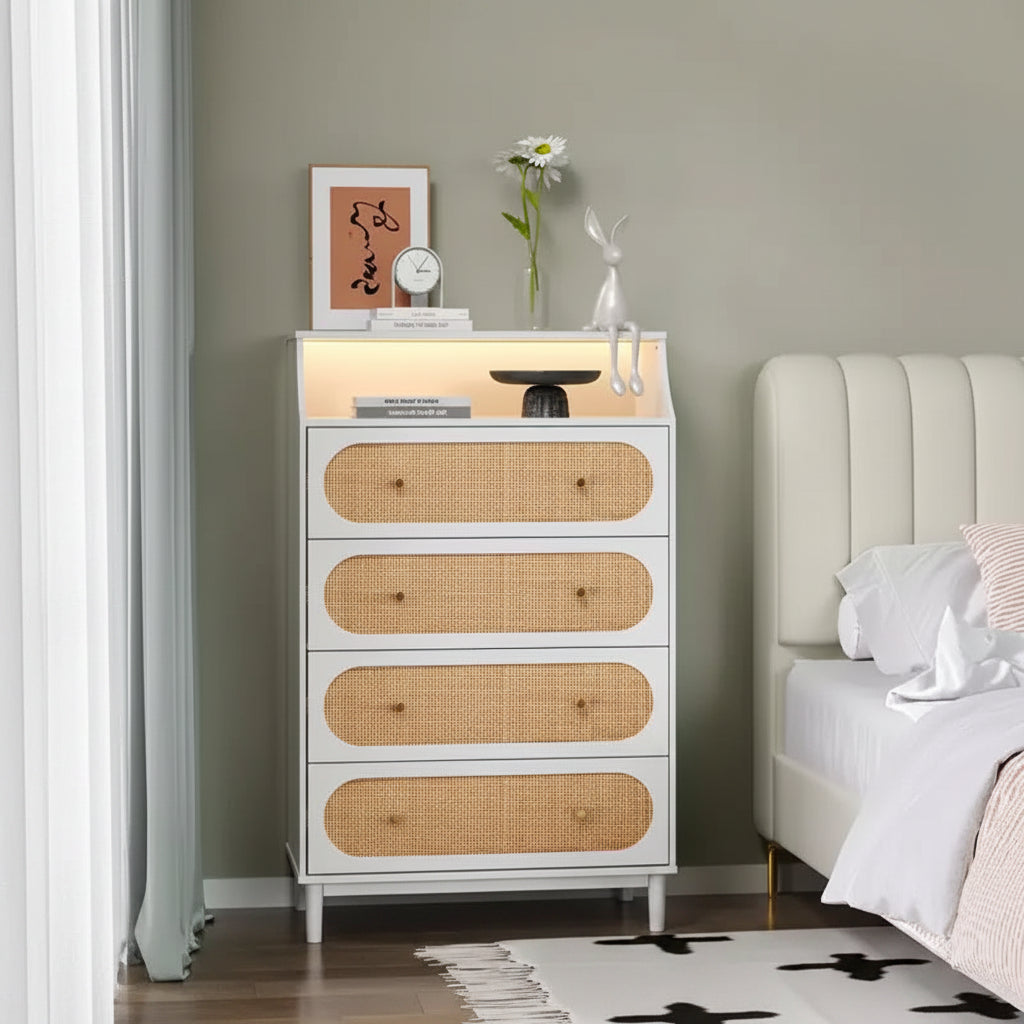 4-Drawer White Particle Board 29.92in. W Chest of Drawer