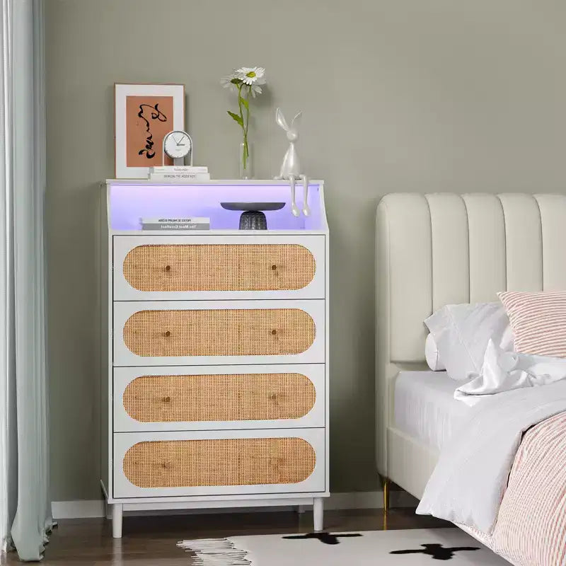 4-Drawer White Particle Board 29.92in. W Chest of Drawer