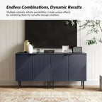 2 - Door Fluted Accent Cabinet with Adjustable Shelves