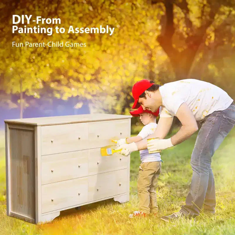 6-Drawer Natural MDF (Medium-Density Fiberboard) 47.24in. W Chest of Drawer