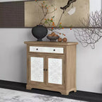 Connesena Rustic Storage Cabinet with Drawers and Metal Doors