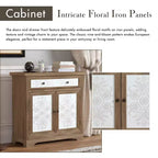 Connesena Rustic Storage Cabinet with Drawers and Metal Doors