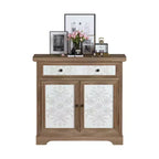 Connesena Rustic Storage Cabinet with Drawers and Metal Doors