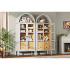 71 Tall Arched Storage Cabinet with Glass Doors & Drawers for Living Room