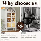 71 Tall Arched Storage Cabinet with Glass Doors & Drawers for Living Room