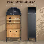 71 Tall Arched Storage Cabinet with Glass Doors & Drawers for Living Room
