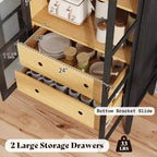 71 Tall Arched Storage Cabinet with Glass Doors & Drawers for Living Room