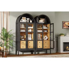 71 Tall Arched Storage Cabinet with Glass Doors & Drawers for Living Room