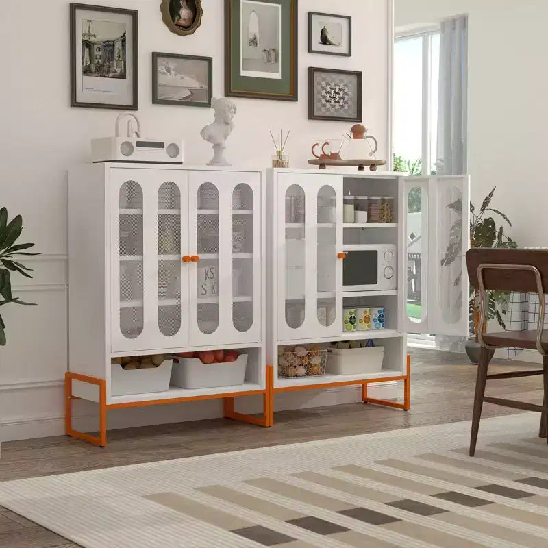 Shoe Organizer, Shoe Cabinet with 2 Double-sided Mesh Doors and Movable Double-layer Partitions, Cabinet for Living Room, Hallway