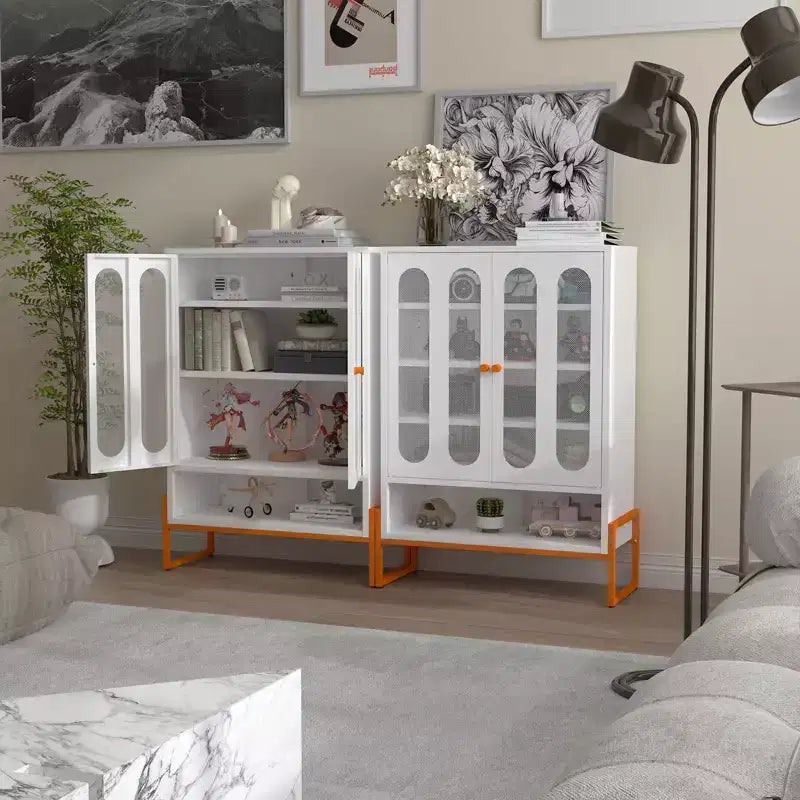 Shoe Organizer, Shoe Cabinet with 2 Double-sided Mesh Doors and Movable Double-layer Partitions, Cabinet for Living Room, Hallway
