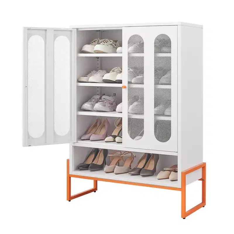 Shoe Organizer, Shoe Cabinet with 2 Double-sided Mesh Doors and Movable Double-layer Partitions, Cabinet for Living Room, Hallway