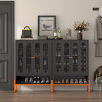 Shoe Organizer, Shoe Cabinet with 2 Double-sided Mesh Doors and Movable Double-layer Partitions, Cabinet for Living Room, Hallway