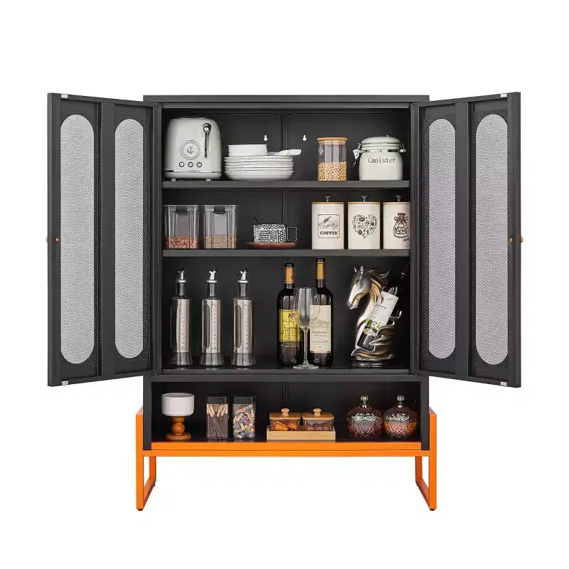 Shoe Organizer, Shoe Cabinet with 2 Double-sided Mesh Doors and Movable Double-layer Partitions, Cabinet for Living Room, Hallway