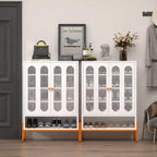 Shoe Organizer, Shoe Cabinet with 2 Double-sided Mesh Doors and Movable Double-layer Partitions, Cabinet for Living Room, Hallway