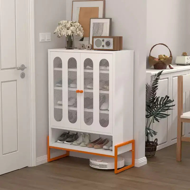 Shoe Organizer, Shoe Cabinet with 2 Double-sided Mesh Doors and Movable Double-layer Partitions, Cabinet for Living Room, Hallway