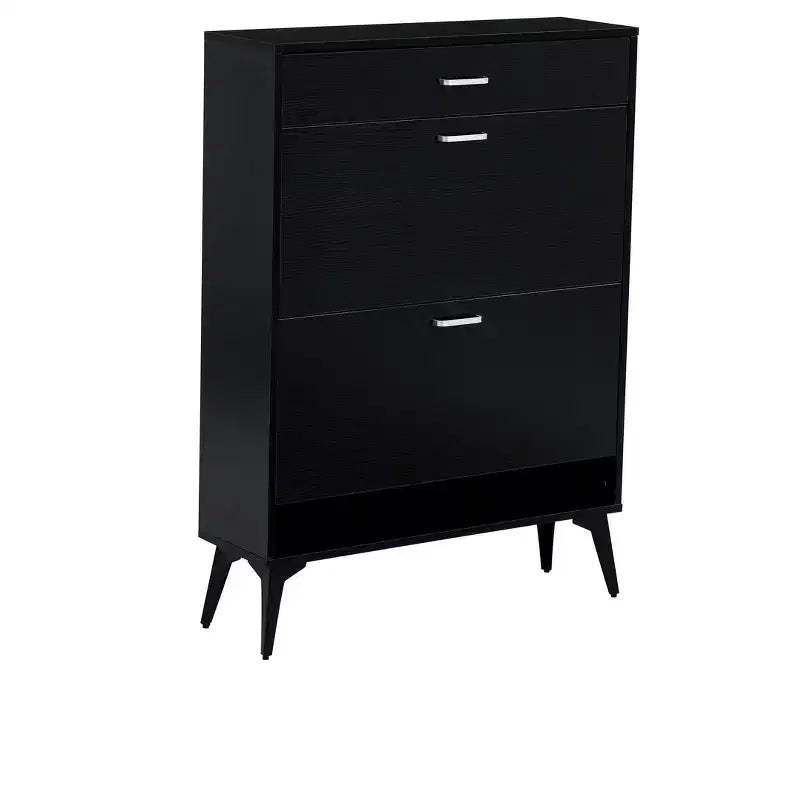 Shoe Cabinet, Storage Cabinet with 3 Metal Handle Drawers and 1 Open Shelf, Cabinet for Entryway